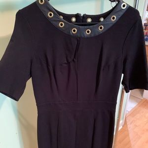 black dress with gold detailing